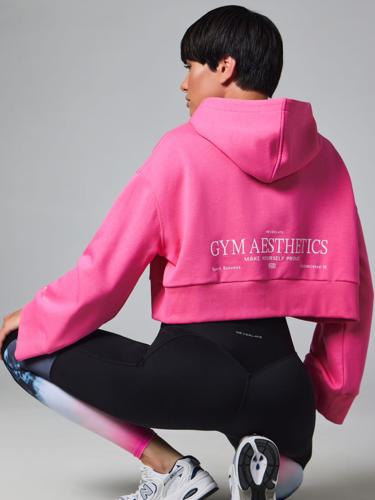Кроп-худи розовое Oversize NEVERLATE | Одежда для спорта и жизни